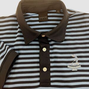 Dunning Golf Polo Shirt Pinehurst 1895 Blue Brown Striped Embroidered Xl‎